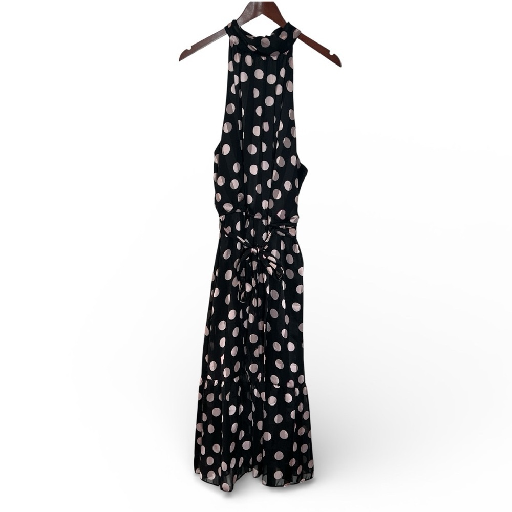 London Times Black and Pink Heart & Dot Sleevless Fit & Flare Dress - Picture 9 of 9